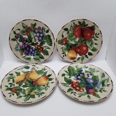 Sonoma Oneida Sakura Excell Plates Set Of 4 Salad Desert Fruit Pattern 8.5'' MCM