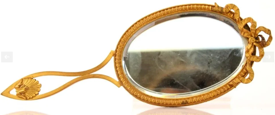 MIROIR A MAIN doré émaillé bronze 19e GEISHA JAPON ancien vintage antique 1 - Photo 2/4