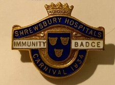 1934 Carnival SHREWSBURY Hospitals Immunity Enamel Pin Badge Miller