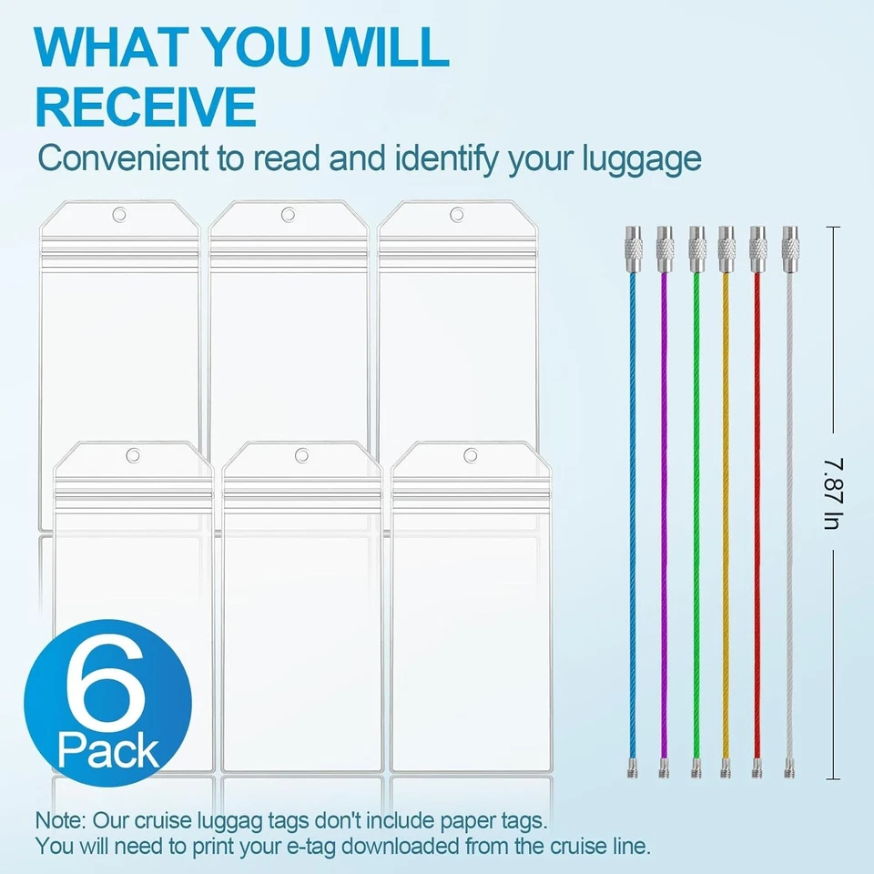 5or6 Pack Cruise Luggage Tag Holders for Carnival NCL Princess MSC Cruise Ships - Image 2 of 4