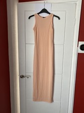 E4 Nasty Gal  racer wide rib midi dress salmon Uk4