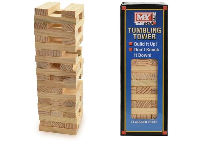 Tumble Tower Wooden Stacking Game Kids Tumbling 54 Traditional Wooden Blocks