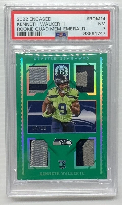 Kenneth Walker III Panini Encased Rookie Quad Memorabilia #RQM14 Emerald