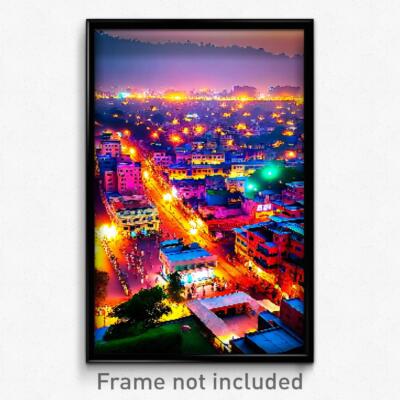 Pixel Art Poster - Vivid Indian City (8 Bit Psychedelic Trippy Video Game Print)