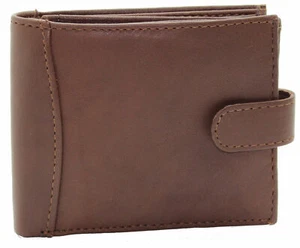RFID Porte-monnaie en cuir véritable avec poche zippée & ID Fenêtre 304 brun pour homme