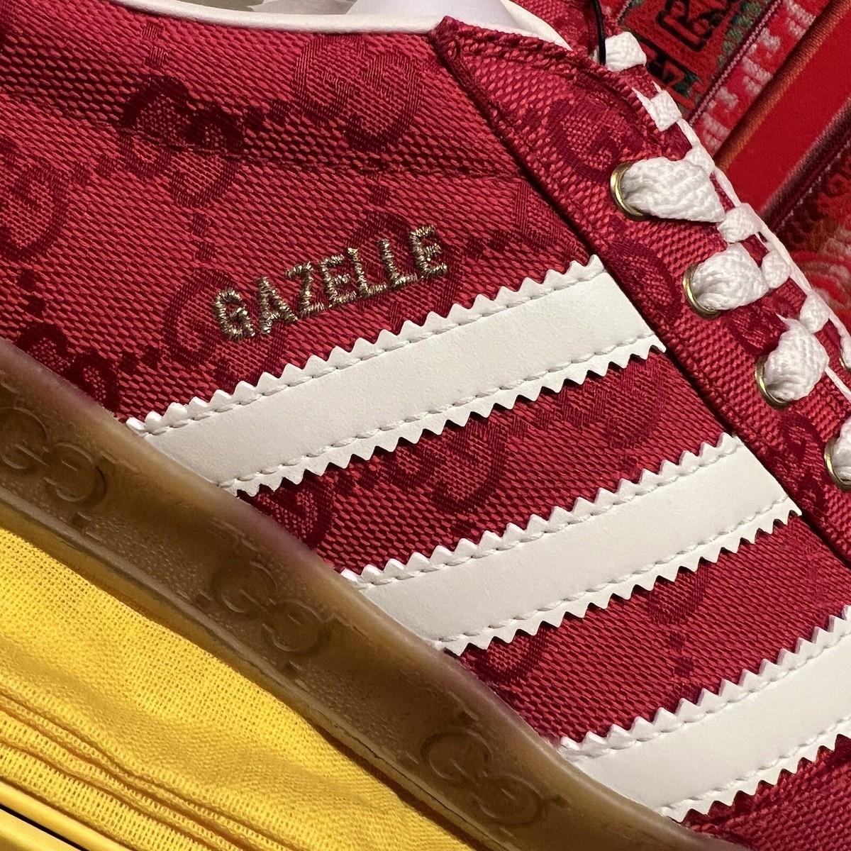 Adidas x Gucci Gazelle GG Canvas Red Sneaker 737967 FAAW3 Adidas x Gucci Gazelle GG Canvas Red Sneaker 737967 FAAW3