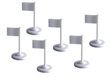 SIX TABLE SOCCER LINE & CORNER FLAGS. SUBBUTEO CORNER FLAGS. CAKE DECORATIONS.