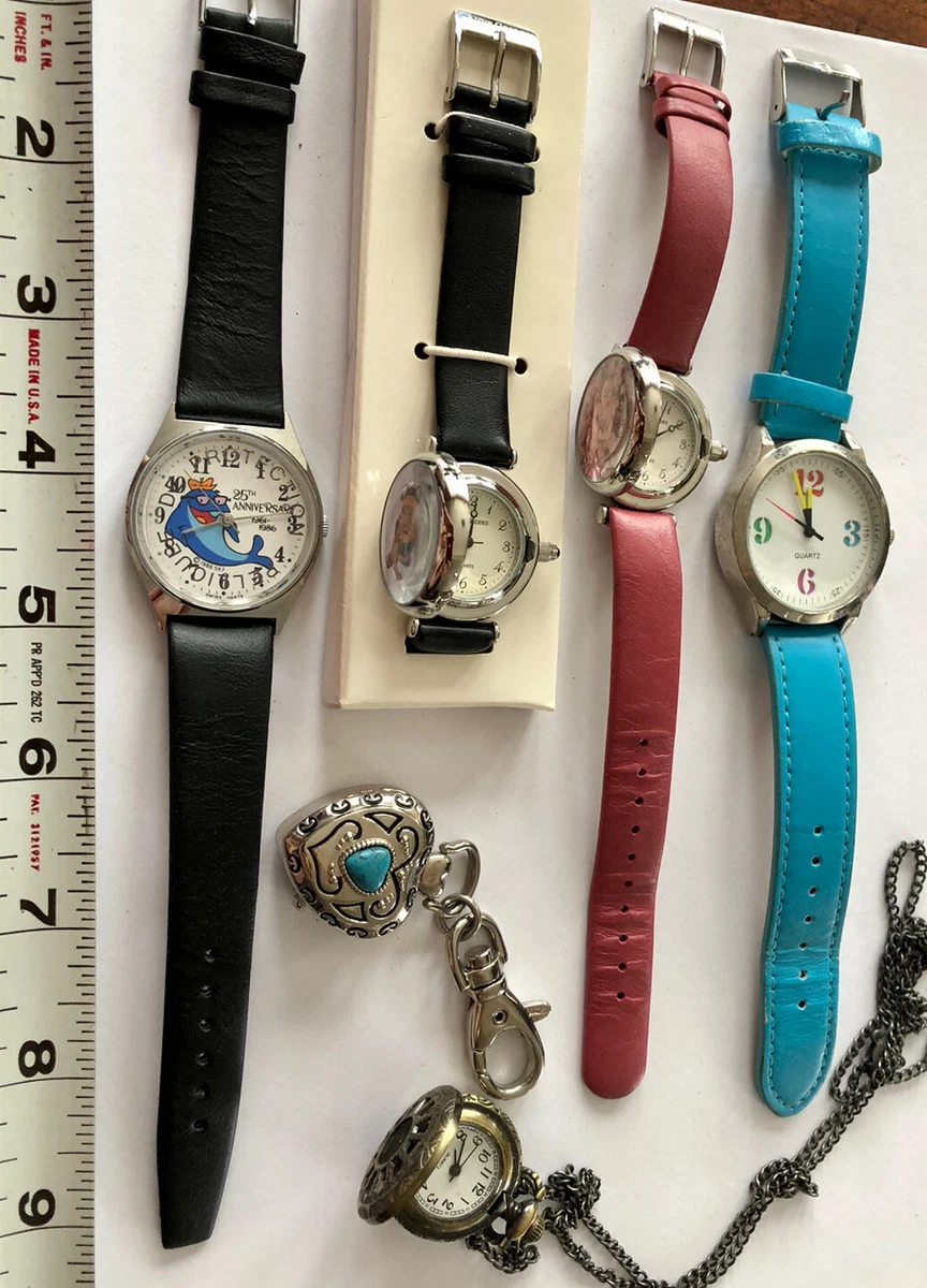 6 Watch Lot Anne Geddes 2003 1986 25yr Charlie Tuna Lockets