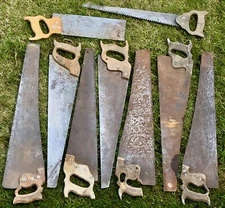 (9) Vintage Handsaw Lot Disston Carved Handles