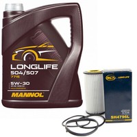 MotoröL Set 5W30 5 Liter + ÖLfilter SH4796L FüR Audi A3 Seat Leon Skoda VW Golf