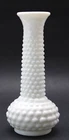 Vtg White MIlk Glass Hobnail Bud Vase Bulbous Retro MCM 8"x 3"