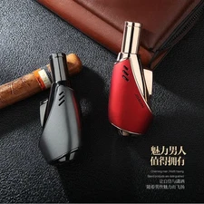 JOBON Windproof 3 JET Flame Lighter Spray Gun Metal Inflatable Cigar Lighter