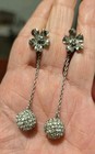 Oscar de la Renta clear pave Ball & Flower earrings USA