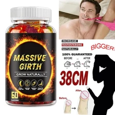#1 BEST-MALE ENLARGER THICKER LONGER BIGGER 4" GROWTH ENLARGEMENT 60 GUMMIES