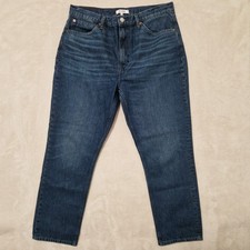 RE/DONE Jeans Womens 34x29 Blue 70S Straight Fit High Rise Organic Whiskering