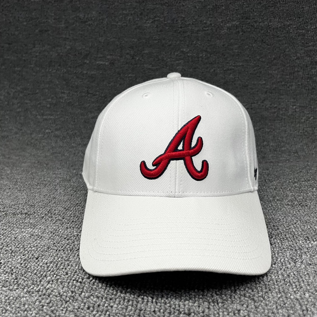New '47 Brand Atlanta Braves Clean Up Adjustable Hat White Red Script A Logo