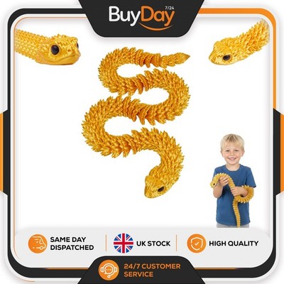 3D-gedruckte Gold Gelenk Schlange Figur 60 cm Schreibtisch Deko Fidget