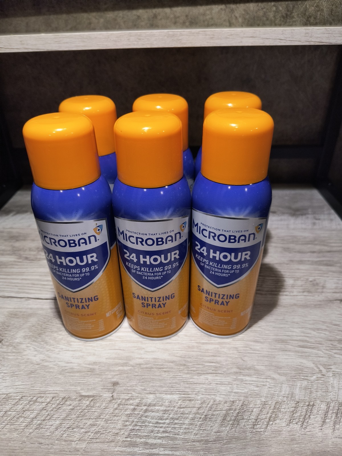 Microban 24 Hour Sanitizing Spray Citrus Scent 12.5 oz Multi-Surface (6 ...