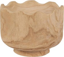 Tall Soped Ed Paulownia Wood Decorative Bowl, Natural