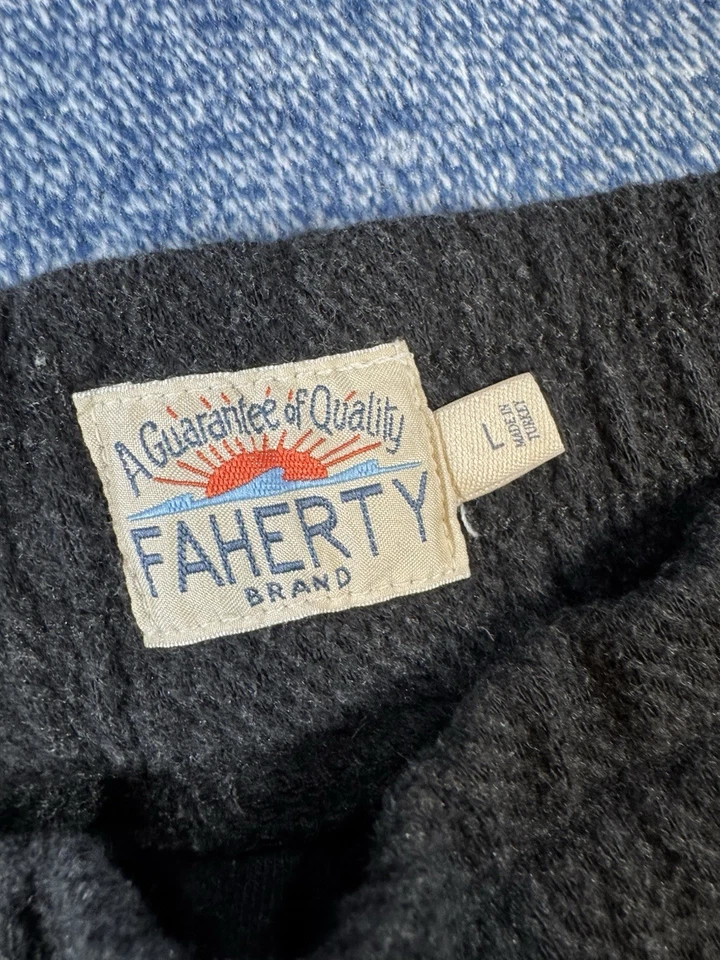 Pantalones de chándal Faherty para hombre grandes de playa de rizo negros tejidos de algodón Foto 2 de 4