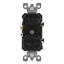 20 Amp Commercial Grade Combination Single Pole Switch and Receptacle, Black 533