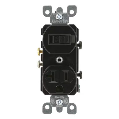 20 Amp Commercial Grade Combination Single Pole Switch and Receptacle, Black 533