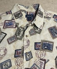 Vtg DUCKS UNLIMITED Men Shirt Sz XL AOP Button-Down Stamp Graphics 90 s