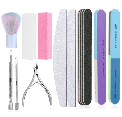 TONOKAILS Nail Care Tool Kit, 14 Pcs File Set Buffer T-CT001-, Colorful 