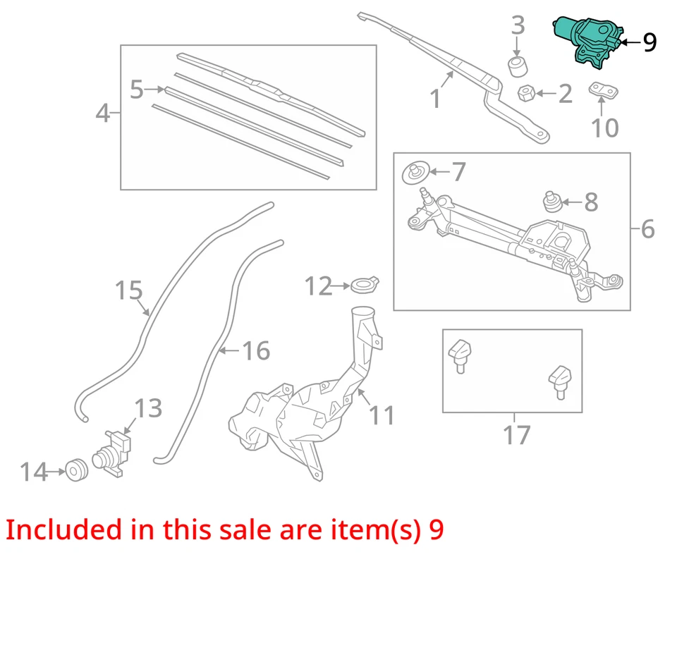 2014 Acura RDX Front Windshield Wiper Motor OEM 128K Miles - LKQ398604877 - Image 4 of 4