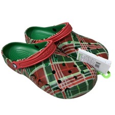 Crocs Baya Holiday Plaid Clog Christmas Sz 12 Red/Green  display picture 1