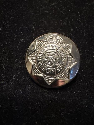 Vintage British Uniform Button  Her Majesty s Service  Crown Star Metal Button