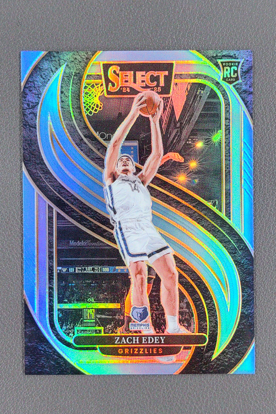 2024-25 Panini Select Zach Edey Premier Level Light Blue Prizms RC /299 #192