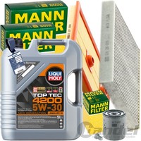 Mann INSPEKTIONSPAKET+5L Liqui Moly 5W-30 ÖL Passend FüR VW Golf VII 1.2-1.4 TSI