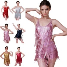 Women Latin Disco Dance Sparkly Costume Tassel Jazz Modern Dance Jumpsuit Party