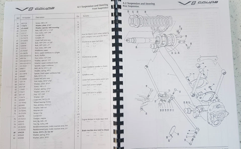 ASTON MARTIN V8 COUPE 1996-2000 PARTS MANUAL REPRINTED A4 COMB BOUND 280 PAGES - Image 2 of 3