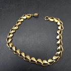 Gold Tone Open Heart Link Bracelet Costume Jewelry Vintage