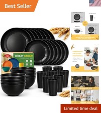32-Piece Unbreakable Wheat Straw Dinnerware Set for Stylish Dining Outdoor Use