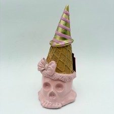 Ice Cream Skull HALLOWEEN Decor Pink Gold Con...