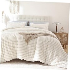 Fluffy Full Size Comforter Sets 3 Pieces - Cream White Fleece Fluffy