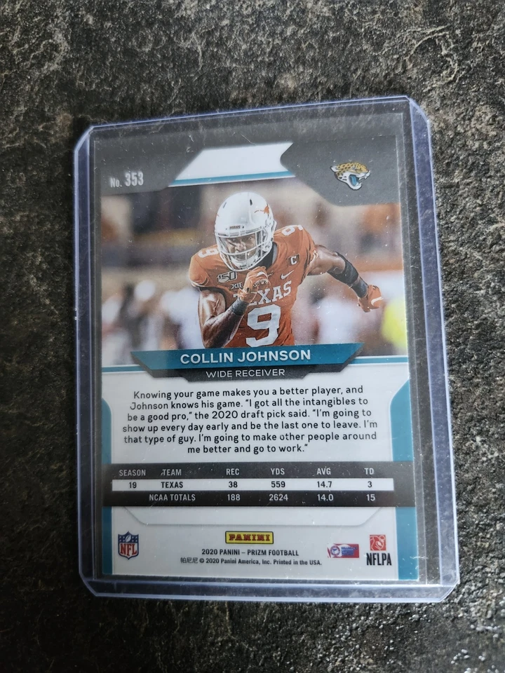 2020 Panini Prizm Rookie Collin Johnson Card# 353 - Image 2 of 2