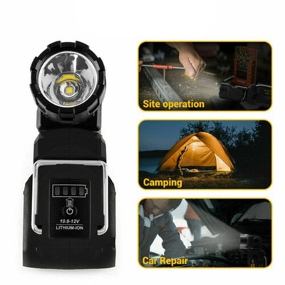 Handheld LED Work Light Flashlight Adapter For DeWalt 12V MAX Li-Ion Battery E