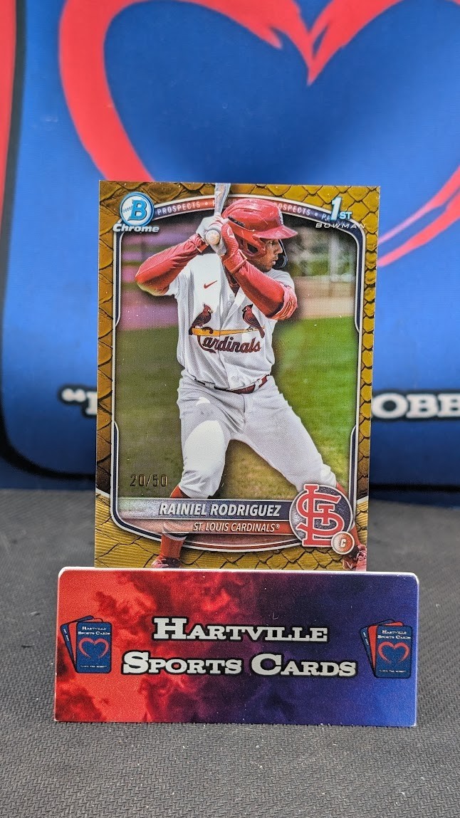 2025 1st Bowman Chrome #BCP-200 Rainiel Rodriguez Gold Reptilian Refractor /50