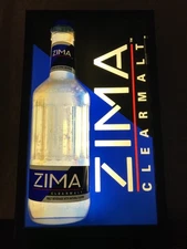 Rare 1993 ZIMA Clearmalt UNIQUE ALCOHOL BEVERAGE Light Up BEER Bottle SIGN 26x16