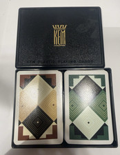 Kem Vintage Art Deco Plastic Playing Cards Double Deck Set w/ Case