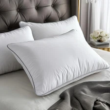 White Goose down Fiber Pillow King Size 100% Cotton Hypoallergenic Luxury Suport