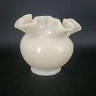 Vintage Milk Glass Bud Vase Smooth Small Ruffled Edge
