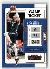 Kristaps Porzingis 2021-22 Panini Contenders Bronze Game Ticket Dallas Mavericks