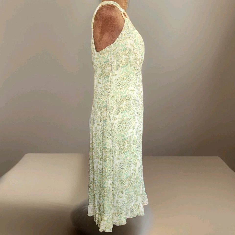 Vestido De Colección DRESSBARN 100% Seda Babydoll Midi 14 Fairycore Romántico Y2K Verde Foto 3 de 4