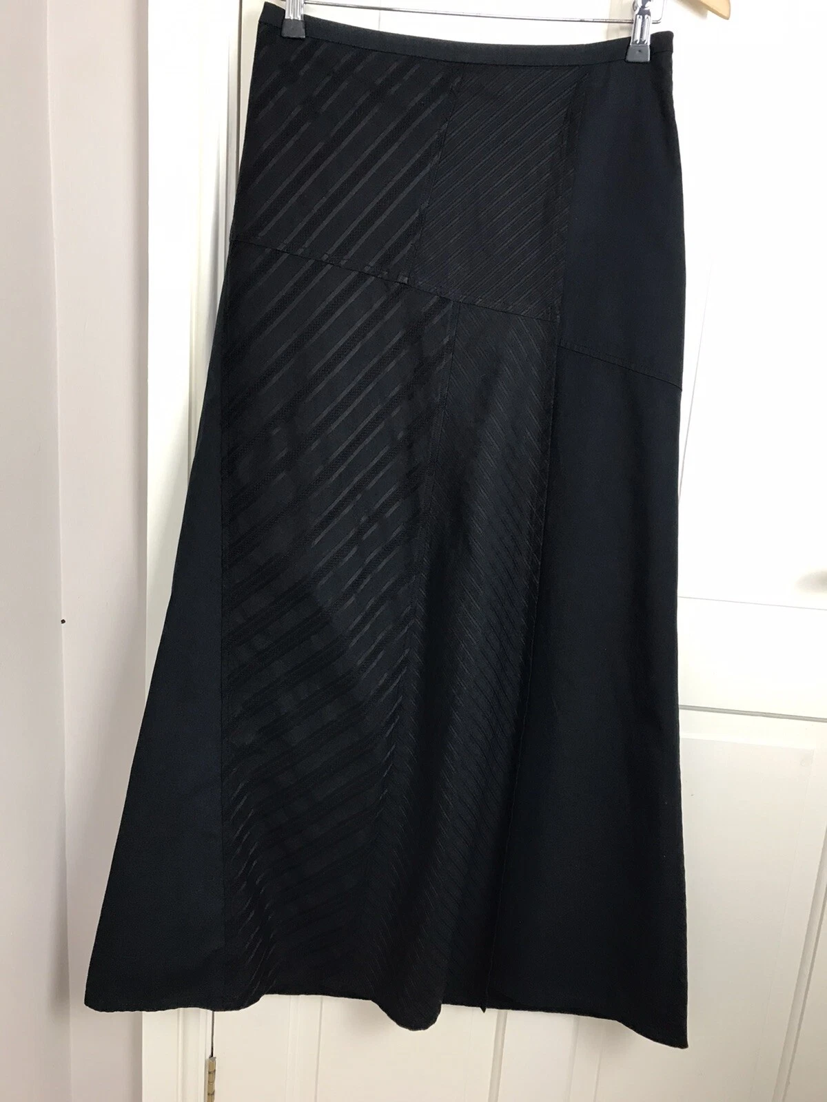 OLSEN BEAUTIFUL BLACK COTTON, FAUX WRAP SKIRT UK SIZE 10 FULL LENGTH
