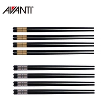 New AVANTI Alloy Traditional 24cm Reusable Chopsticks Set of 4 Pairs Gold Silver